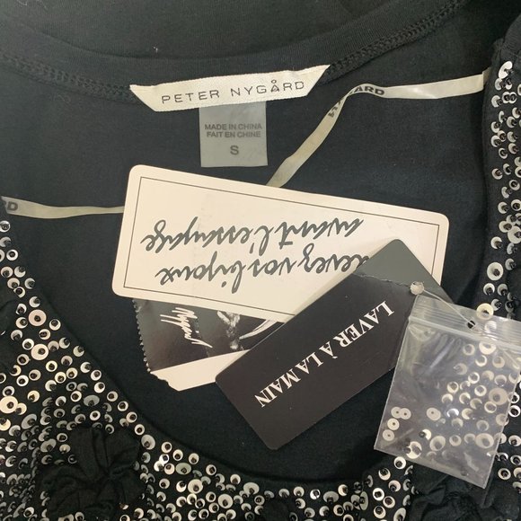 Peter Nygard Small NWT Dress Black Sleeveless Rhinestone Party Knee Length - Picture 4 of 6